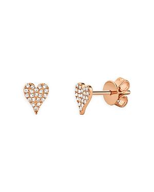 Moon & Meadow 14k Rose Gold Diamond Pave Heart Stud Earrings - 100% Exclusive