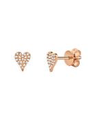 Moon & Meadow 14k Rose Gold Diamond Pave Heart Stud Earrings - 100% Exclusive