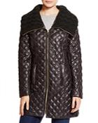 Via Spiga Quilted Coat With Cable-knit Collar