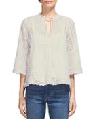 Whistles Margo Embroidered Tasseled Top