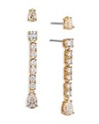 Nadri Love All Cubic Zirconia Stud & Drop Earrings In 18k Gold Plated, Set Of 2