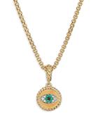 David Yurman 18k Yellow Gold Evil Eye Amulet With Emeralds & Diamonds