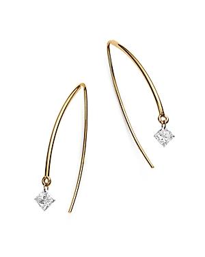 Aerodiamonds 18k Yellow Gold Solo Princess-cut Diamond Threader Earrings