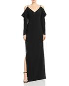 Halston Heritage Draped Cold-shoulder Gown