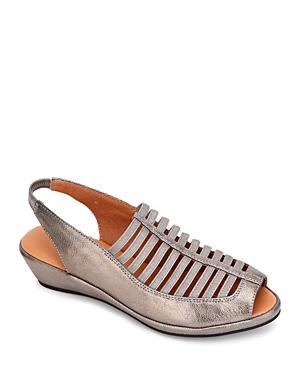 Gentle Souls By Kenneth Cole Women's Lee Cutout Slingback Metallic Leather Sandals