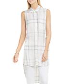 Two By Vince Camuto Plaid Button Down Tunic