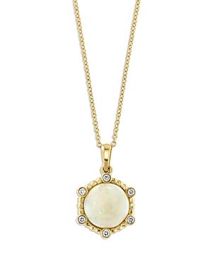 Bloomingdale's Opal & Diamond Halo Pendant Necklace In 14k Yellow Gold, 16-18 - 100% Exclusive