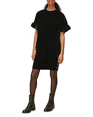 Whistles Velvet Frill Sleeve Dress