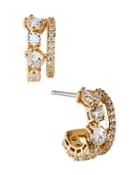 Nadri Love All Cubic Zirconia Double Row Hoop Earrings In 18k Gold Plated