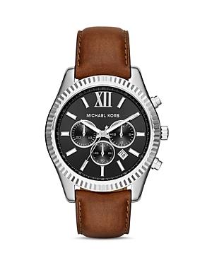 Michael Kors Lexington Leather Strap Watch, 44mm