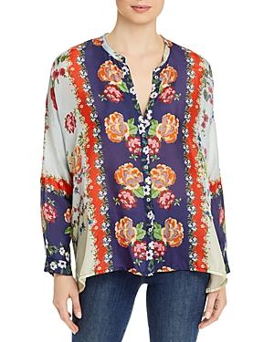 Johnny Was Kallipoe Printed Silk Blouse