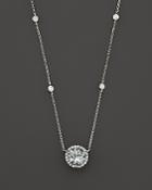 Aquamarine And Diamond Halo Pendant Necklace With 4 Stations In 14k White Gold, 16 - 100% Exclusive