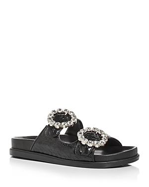 Schutz Women's Ariel Snake Embossed Slide Sandals
