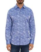 Robert Graham Strom Cloud Cotton Stretch Camo Stripe Jacquard Classic Fit Button Down Shirt
