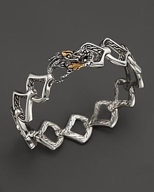 John Hardy Naga Gold & Silver Lava Medium Scale Link Bracelet With Black Sapphires