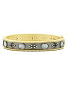Freida Rothman Imperial Mother-of-pearl Bangle Bracelet In Black Rhodium-plated Sterling Silver & 14k Gold-plated Sterling Silver