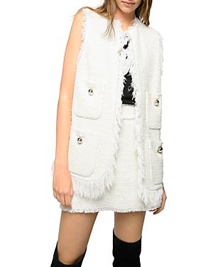 Pinko Crudo Tweed Fringe Trim Vest
