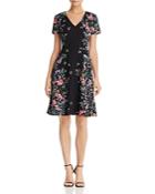 Adrianna Papell Printed Scuba Fit-and-flare Dress