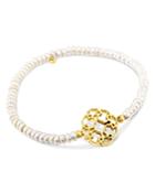 Tous 18k Yellow Gold & Glass Pearl Mosaic Bead Bracelet