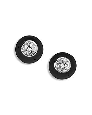 Ippolita Sterling Silver Carnevale Stardust Diamond & Ceramic Solitaire Stud Earrings