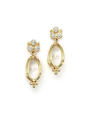 Temple St. Clair 18k Gold Classic Amulet Earrings With Oval Rock Crystal And Diamonds