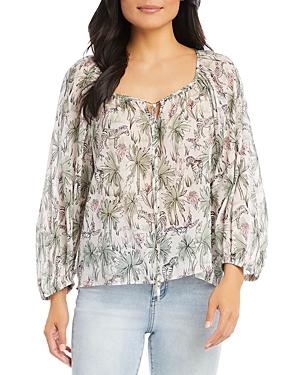 Karen Kane Petites Zebra Print Peasant Top