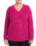 Vince Camuto Plus V-neck Ribbed Sweater