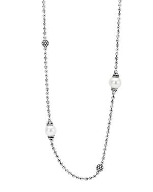 Lagos Sterling Silver Luna Cultured Freshwater Pearl Station Necklace, 18