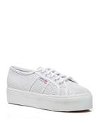 Superga Lace Up Platform Sneakers - Perforated Leather
