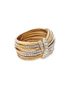 David Yurman 18k Yellow Gold Angelika Diamond Multirow Statement Ring
