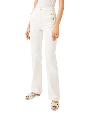 7 For All Mankind Button Front Flare Jeans In Broken Twill White