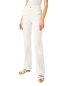 7 For All Mankind Button Front Flare Jeans In Broken Twill White