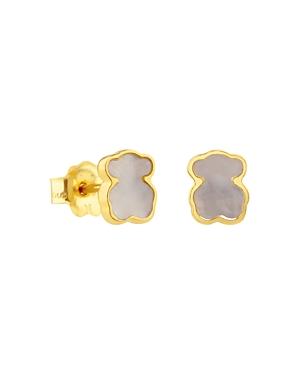 Tous 18k Yellow Gold Xxs Mother-of-pearl Bear Stud Earrings