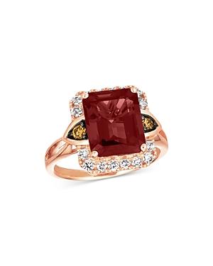 Bloomingdale's Garnet & Champagne & Brown Diamond Halo Ring In 14k Rose Gold - 100% Exclusive