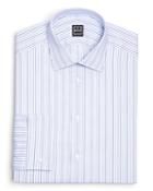 Ike Behar Striped Herringbone Classic Fit Dress Shirt