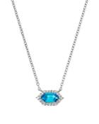 Bloomingdale's Blue Topaz & Diamond Hexagon Pendant Necklace In 14k White Gold, 17 - 100% Exclusive