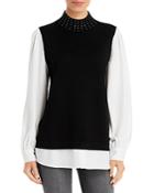 Karl Lagerfeld Paris Studded Layered Look Sweater