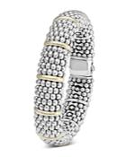 Lagos Sterling Silver Signature Caviar Bracelet With 18k Gold Stations