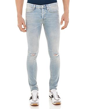 Sandro Iggy Used Destroyed Slim Fit Jeans In Blue Vintage