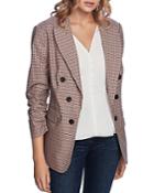 1.state Checked Ruched-sleeve Blazer