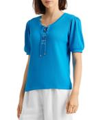 Lauren Ralph Lauren Lace Up Puff Sleeve Top