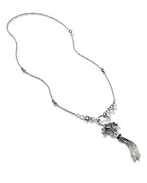 John Hardy Sterling Silver Legends Naga Black Sapphire & Black Spinel Dragon Tassel Pendant Necklace, 30