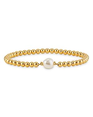 Nadri Cultured Freshwater Pearl Beaded Stretch Bracelet In 18k Gold Plated