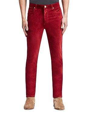Monfrere Velvet Slim Straight Jeans In Burgundy
