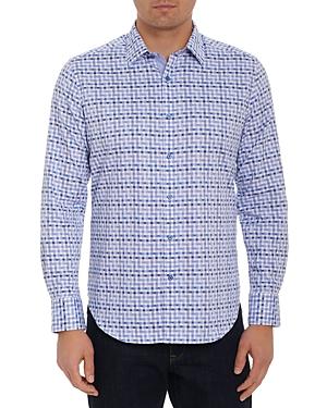 Robert Graham Battleship Cotton Blend Geo Print Classic Fit Button Down Shirt