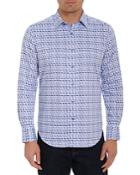 Robert Graham Battleship Cotton Blend Geo Print Classic Fit Button Down Shirt