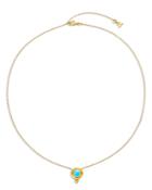 Temple St. Clair 18k Yellow Gold Turquoise Solitaire Pendant Necklace, 16-18