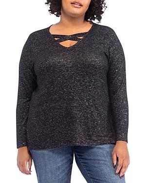 B Collection By Bobeau Curvy Plus Sparkle Knit Sweater