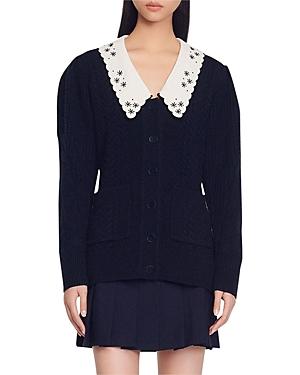 Sandro Porcelaine Collared Cardigan