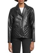 Sandro Shanon Quilted-pocket Leather Jacket